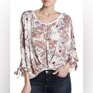 NWOT Free People‎ Keepin On Printed Top XS